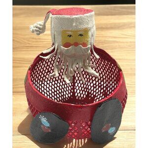 Santa Claus Christmas Basket Table Top Holiday Decor Stocking Alternative